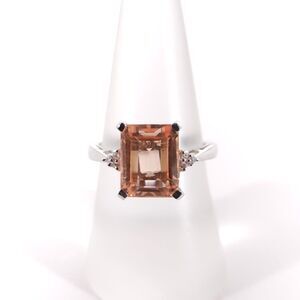 Morganique Quartz and Cambodian White Zircon Ring Size 9